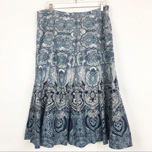 Liz Co Blue Paisley Skirt 34x30 Tag 14